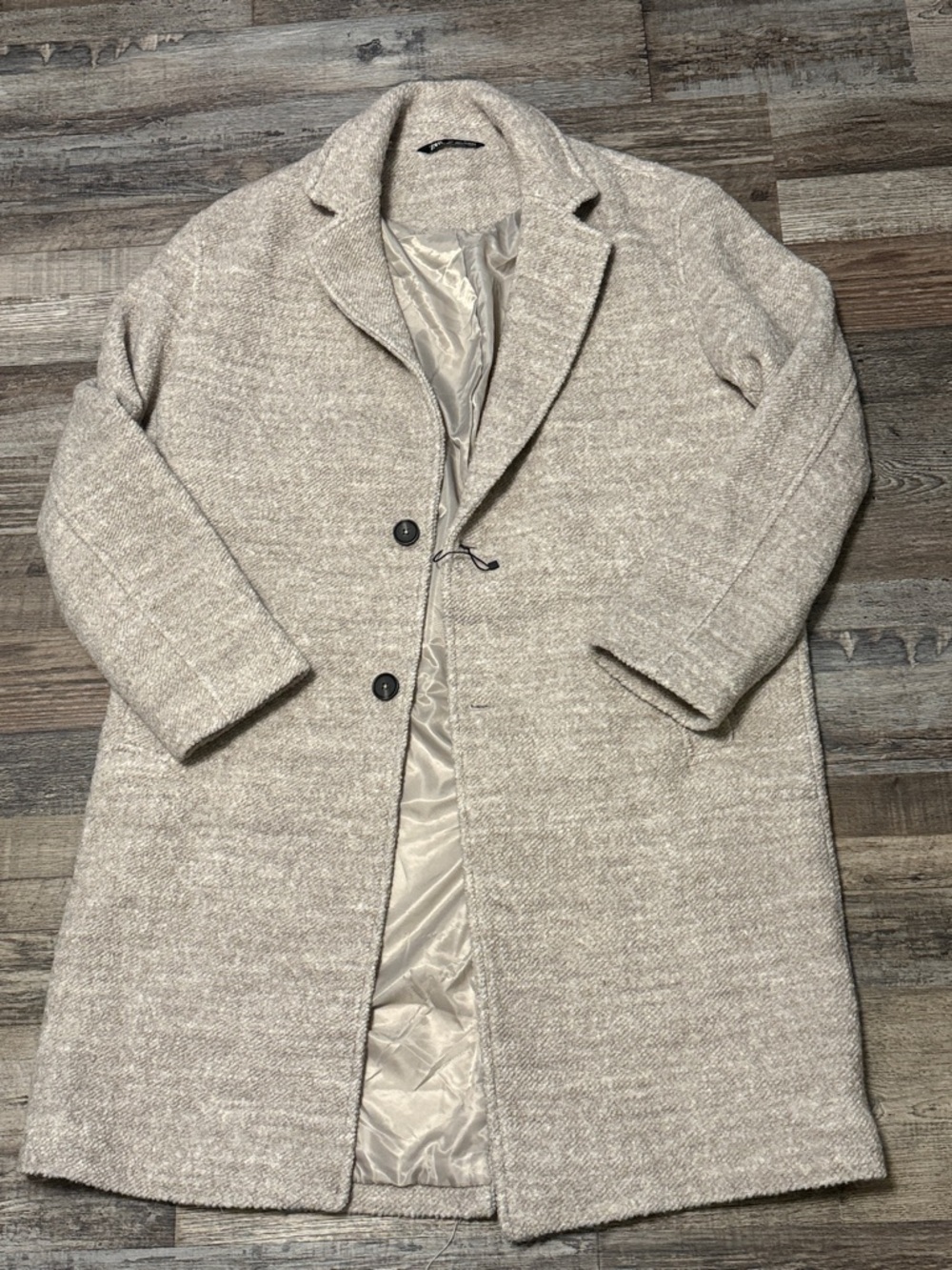 NWOT Zara Oversized Cream Long Knit Women’s Coat Size Large